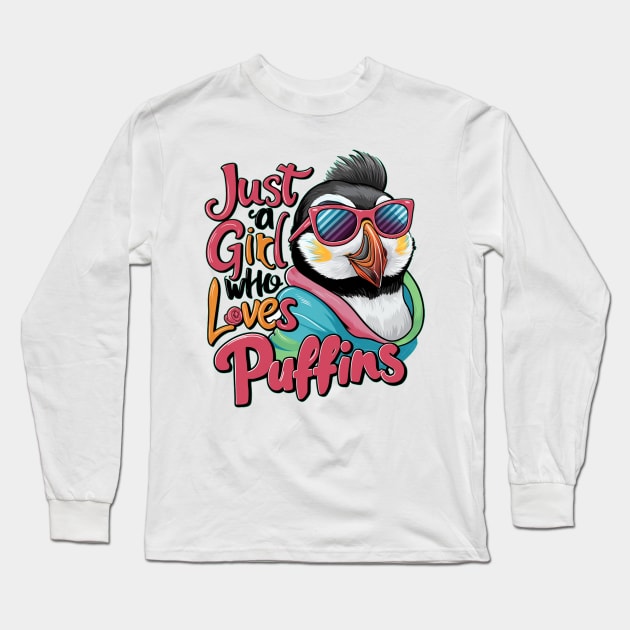 Just A Girl Who Loves puffins Long Sleeve T-Shirt by alby store